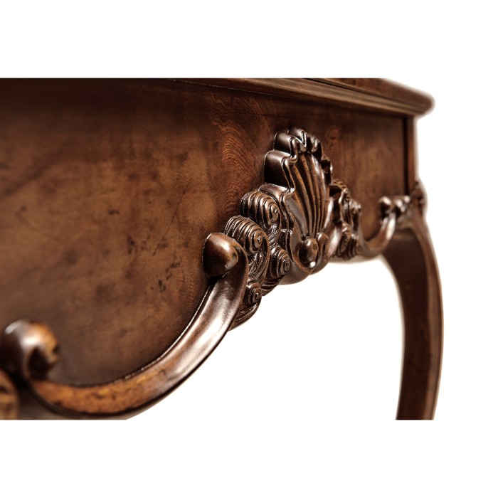Mahogany Four Legged Square Side Table Scallop Shells