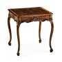 Mahogany Four Legged Square Side Table Scallop Shells