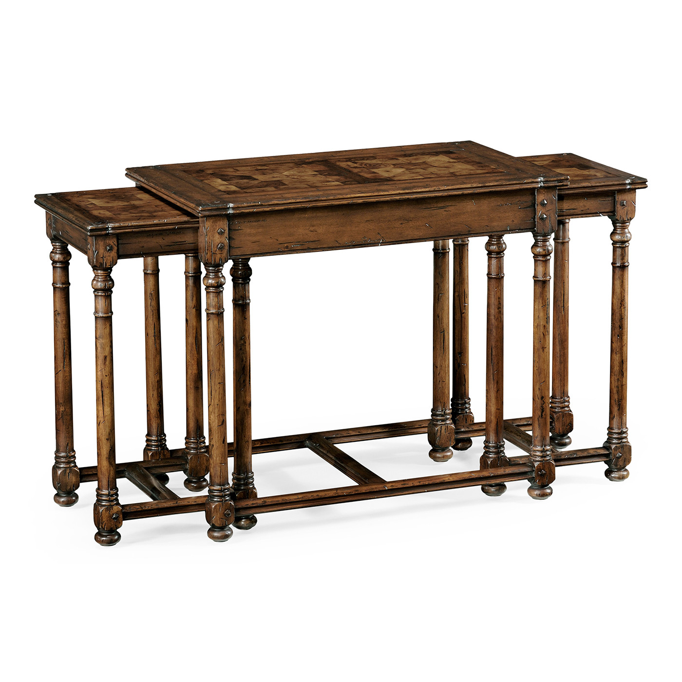 Walnut Oyster Parquet Nest of Tables