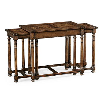 Walnut Oyster Parquet Nest of Tables