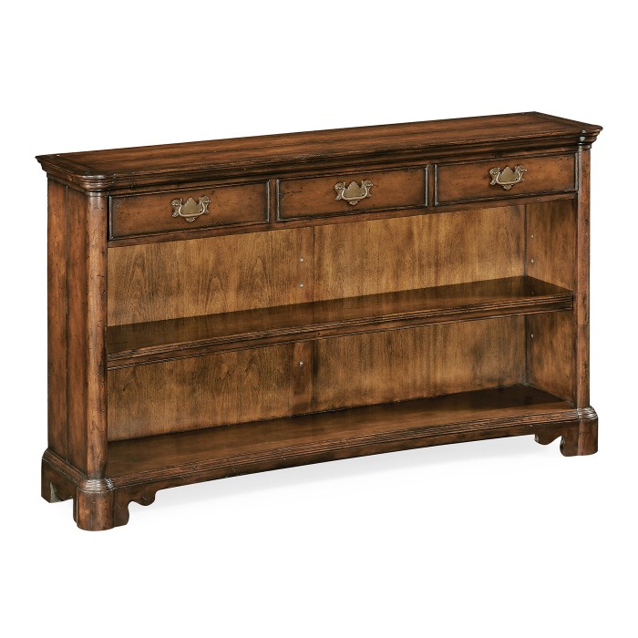 Low Walnut Open Bookcase