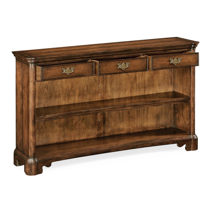 Low Walnut Open Bookcase