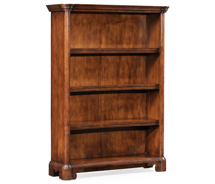 Walnut tall open adjustable bookcase three shelves (Small)
