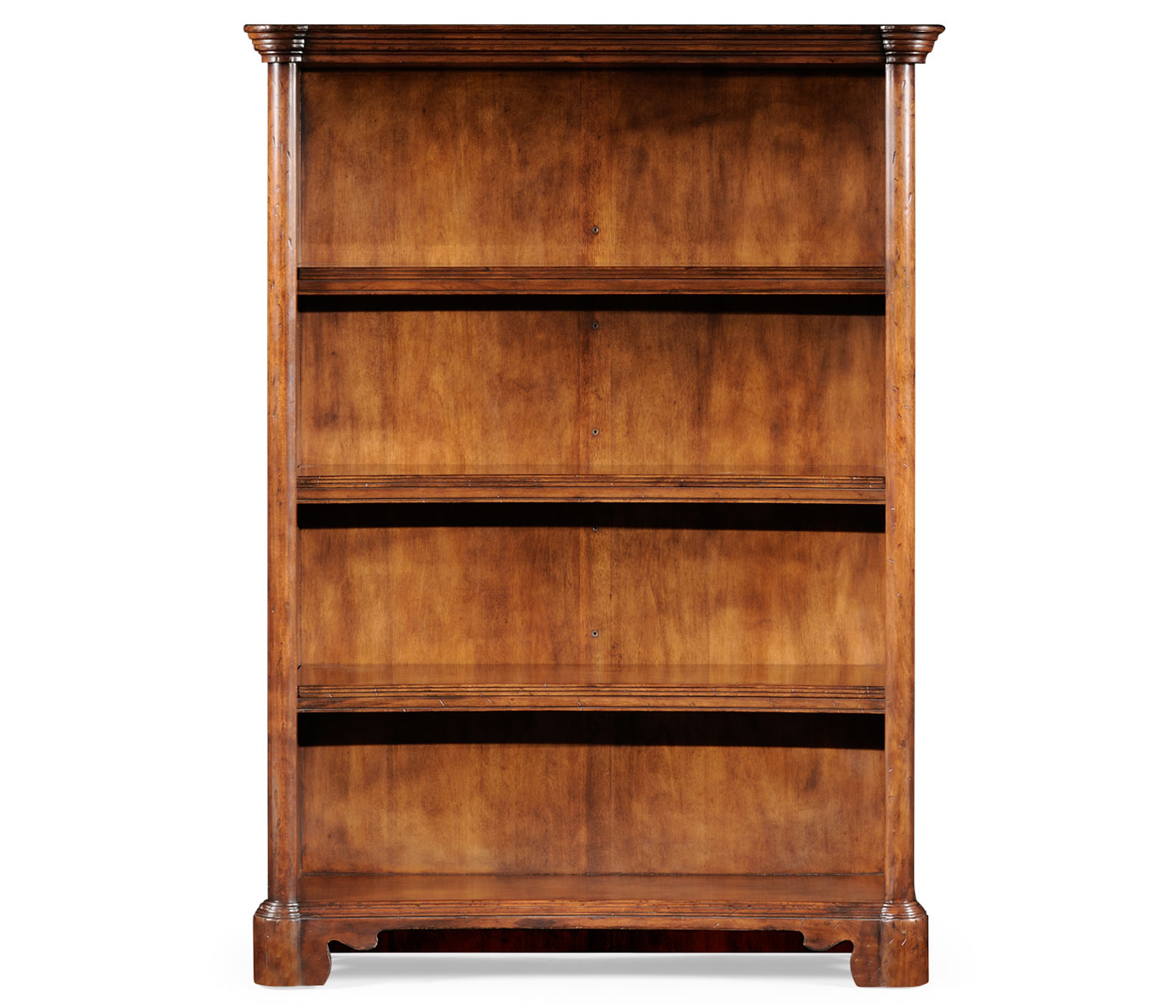 Walnut tall open adjustable bookcase three shelves (Small)