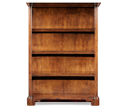 Walnut tall open adjustable bookcase three shelves (Small)