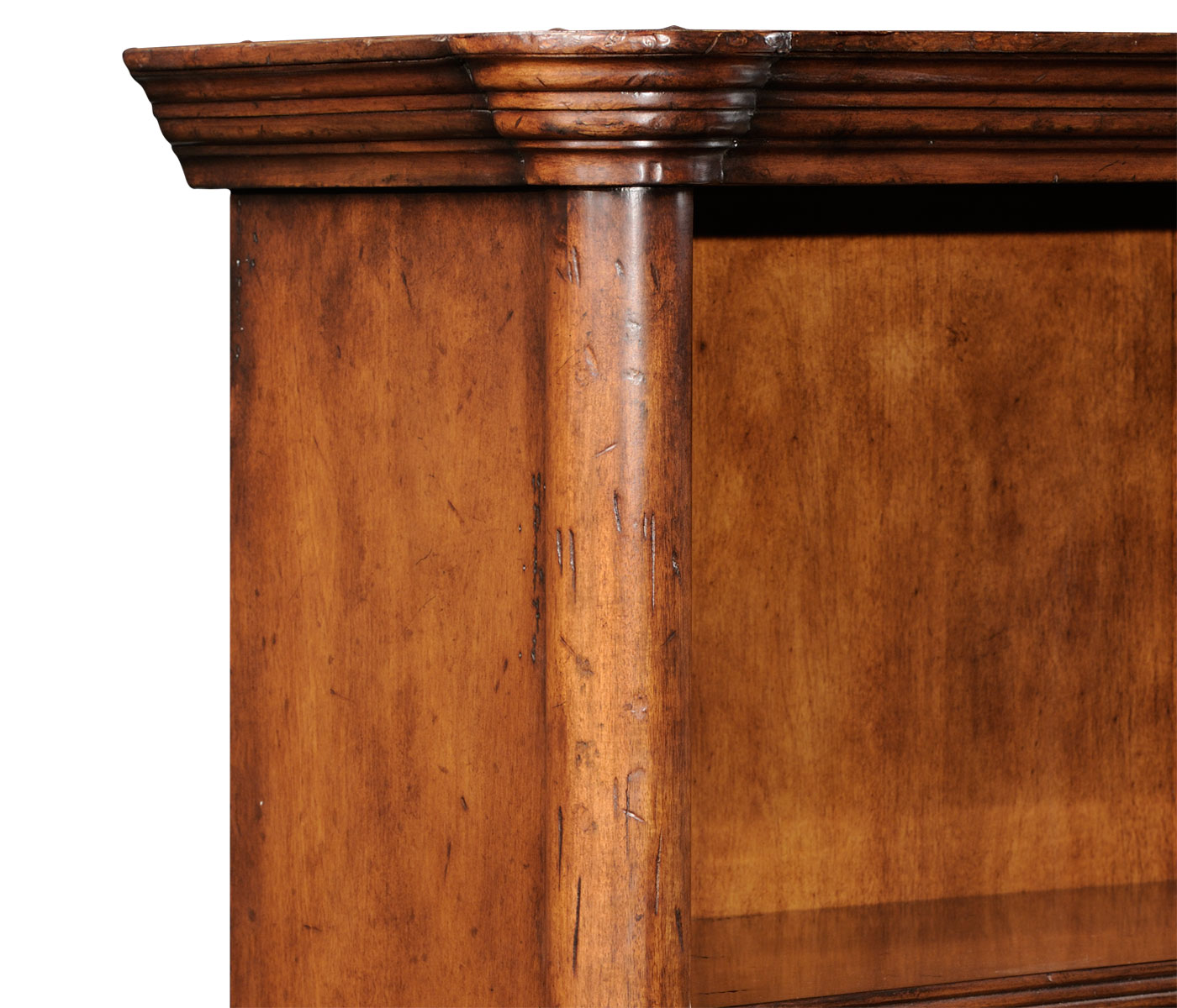 Walnut tall open adjustable bookcase three shelves (Small)