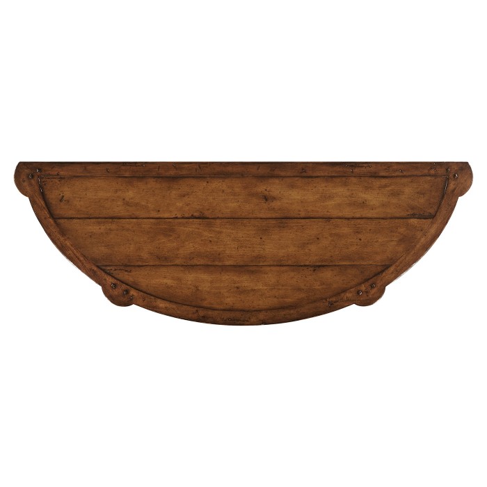 Walnut demilune console with bracket feet