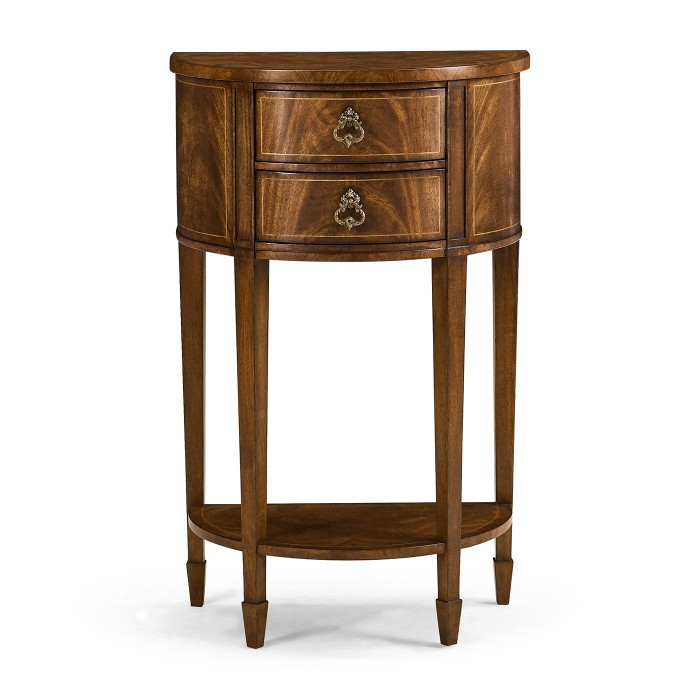 Crotch Walnut Demilune Narrow Tables
