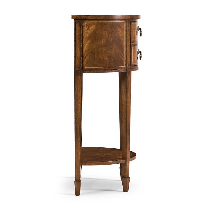 Crotch Walnut Demilune Narrow Tables
