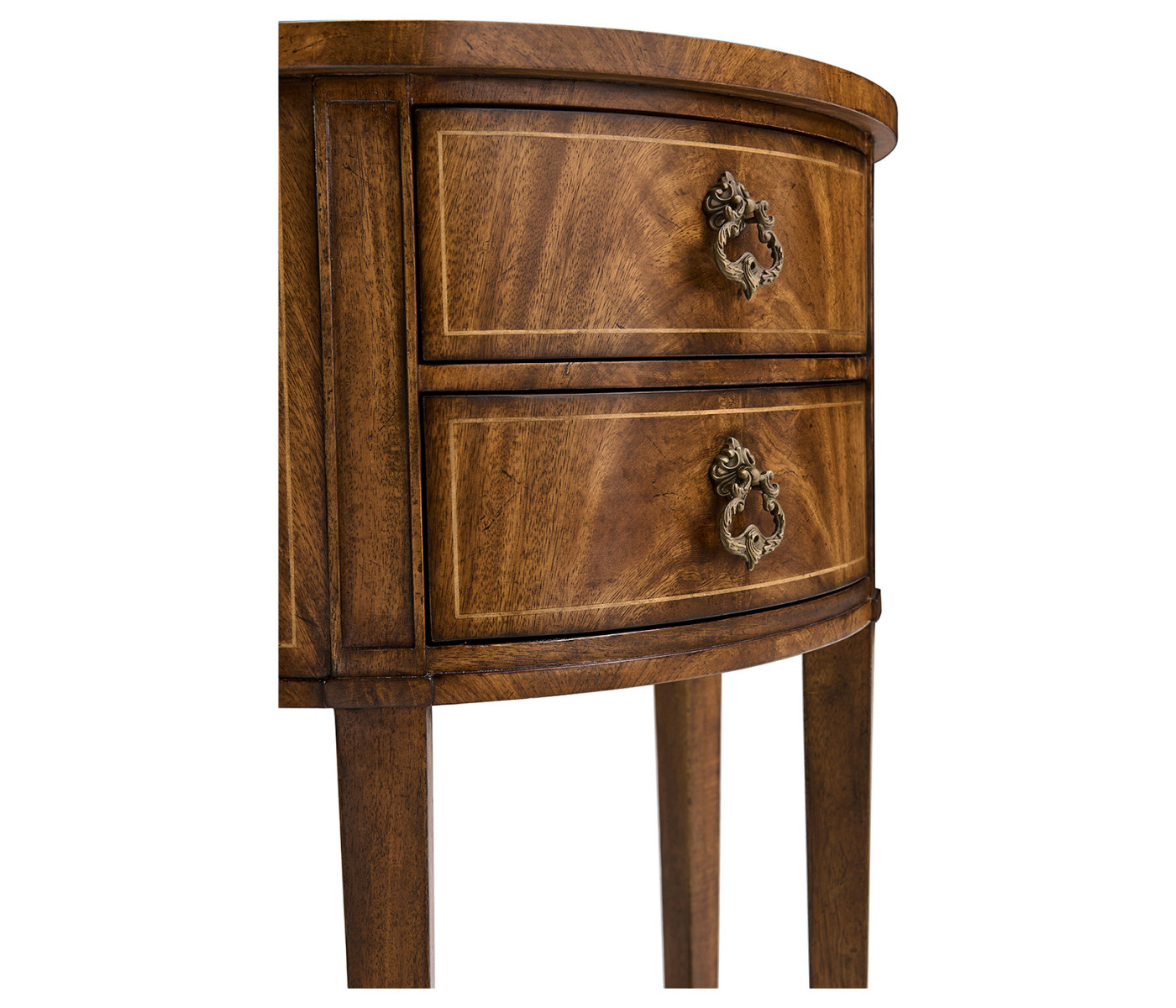 Crotch Walnut Demilune Narrow Tables