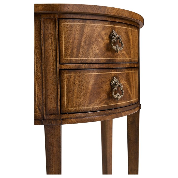 Crotch Walnut Demilune Narrow Tables