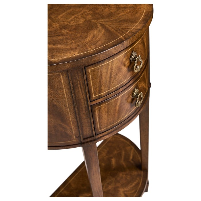 Crotch Walnut Demilune Narrow Tables