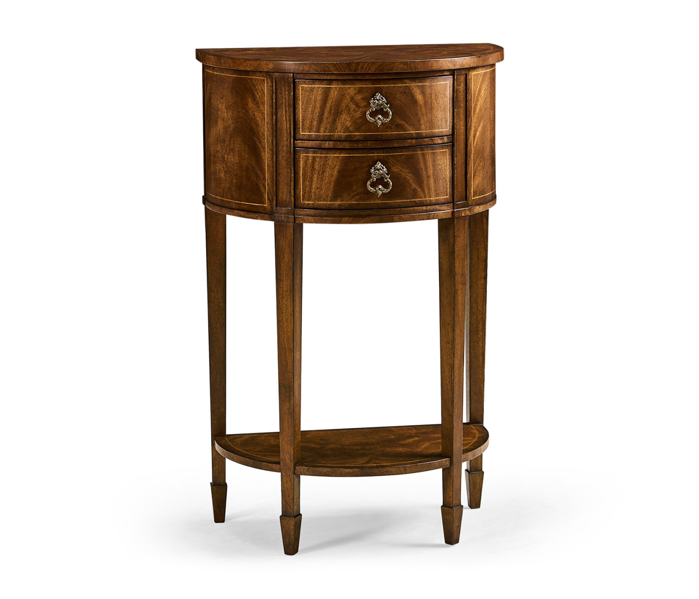 Crotch Walnut Demilune Narrow Tables