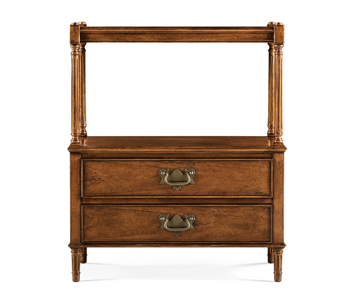 Walnut two drawer side table