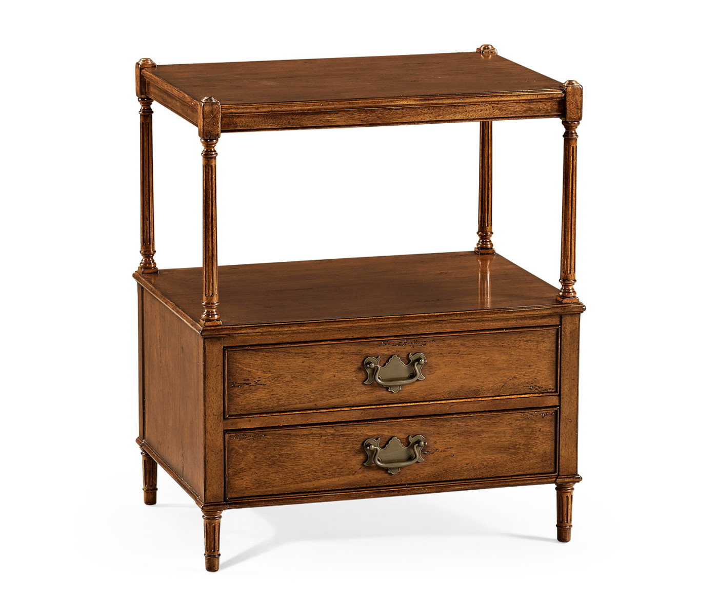 Walnut two drawer side table