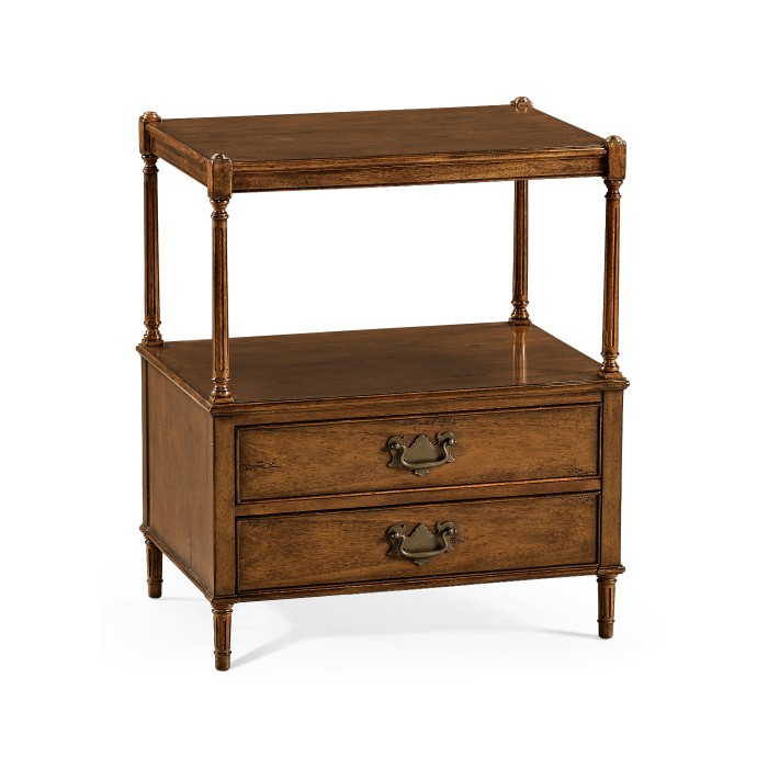 Walnut two drawer side table