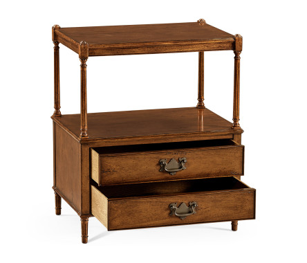 Walnut two drawer side table