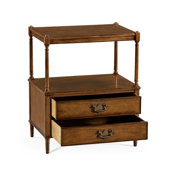 Walnut two drawer side table