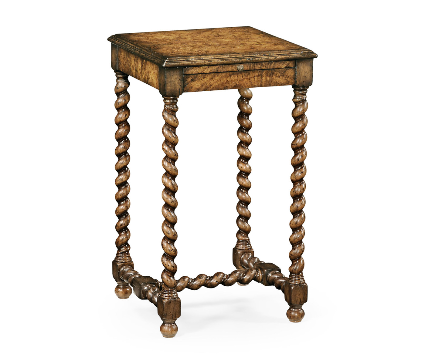 Walnut lamp table with twisted legs