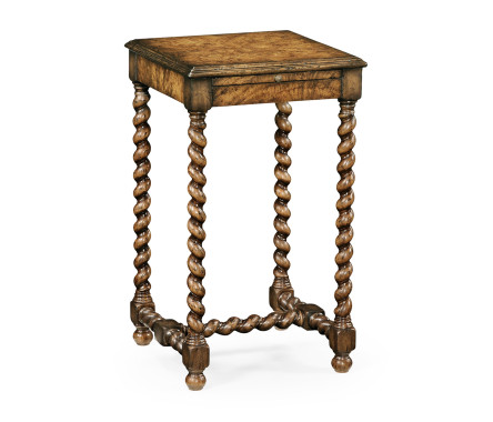 Walnut lamp table with twisted legs