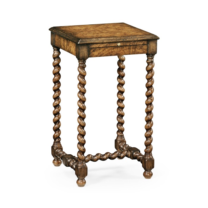 Walnut lamp table with twisted legs