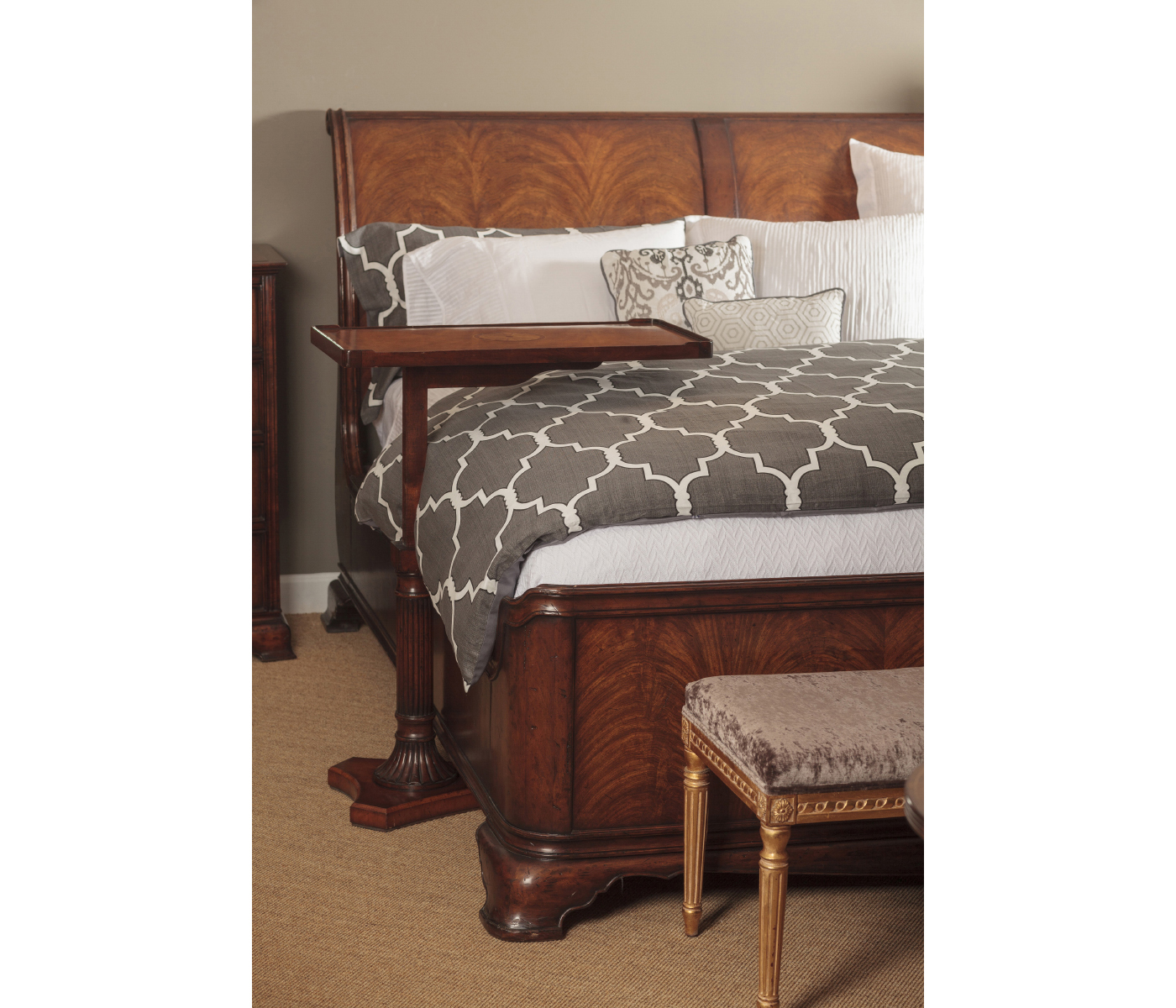 Walnut Sleigh UK King Bed