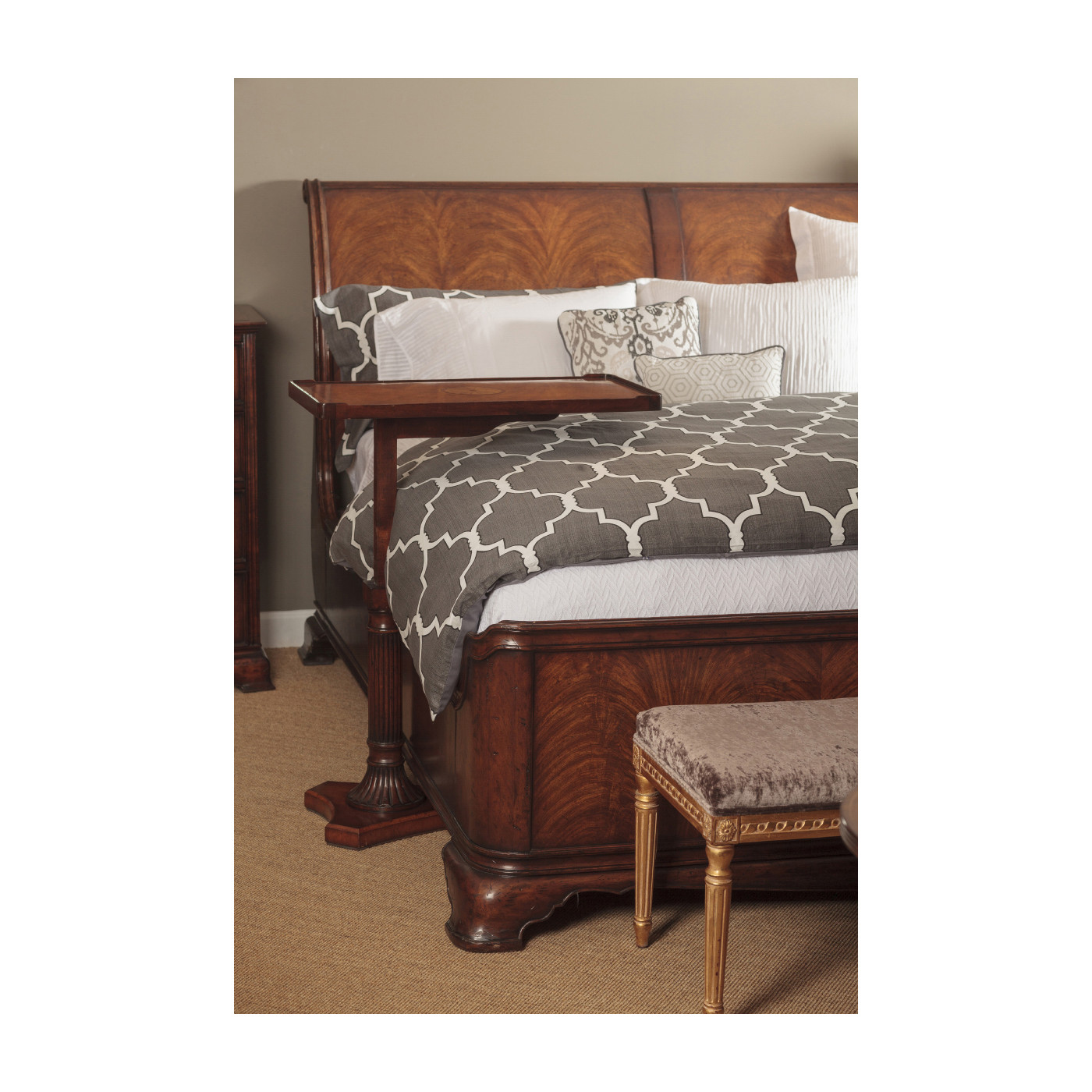 Walnut Sleigh UK King Bed