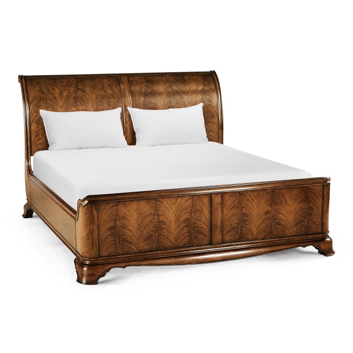 Walnut Sleigh US Queen Bed