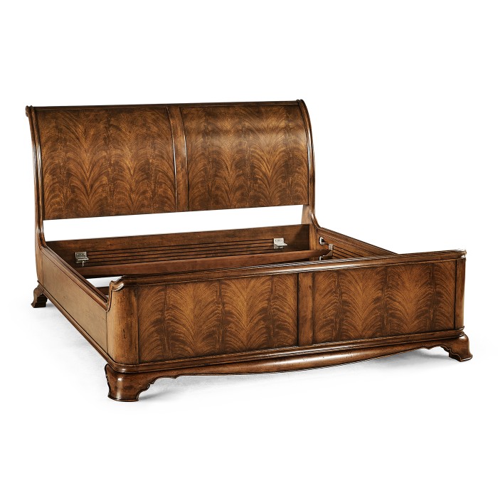 Walnut Sleigh US Queen Bed