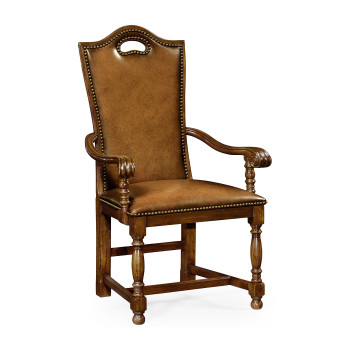 Country Walnut Dining Arm Chair