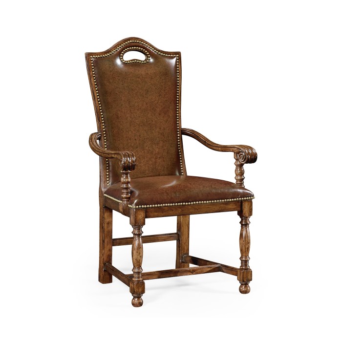 Country Walnut Dining Arm Chair