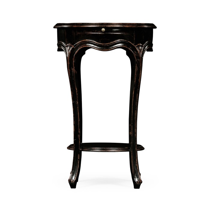 French small round lamp table (black)