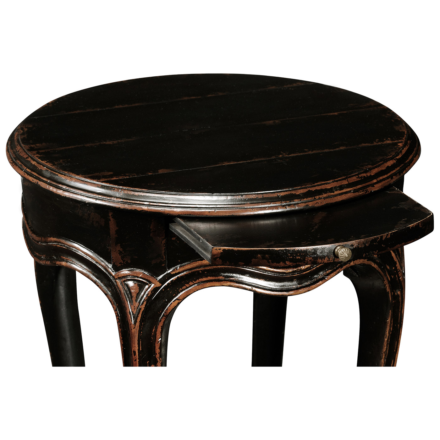 French small round lamp table (black)