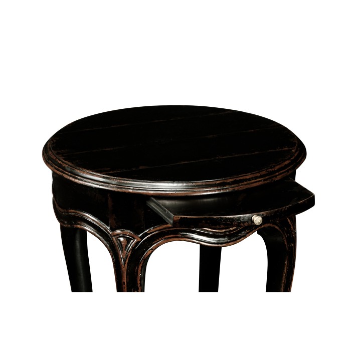French small round lamp table (black)