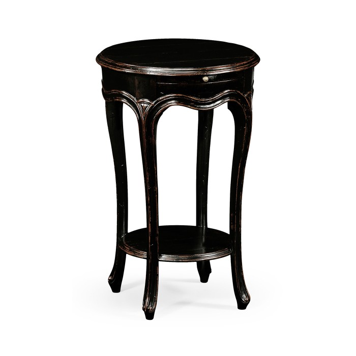 French small round lamp table (black)