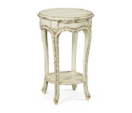 French small round lamp table (white)