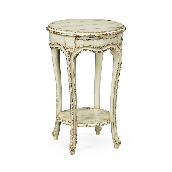 French small round lamp table (white)