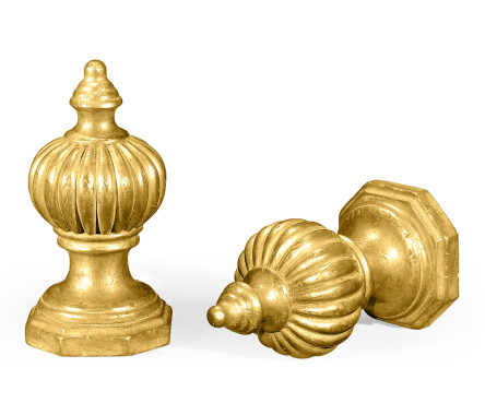 Pair of Gilded Rub-Through Finial Ornaments