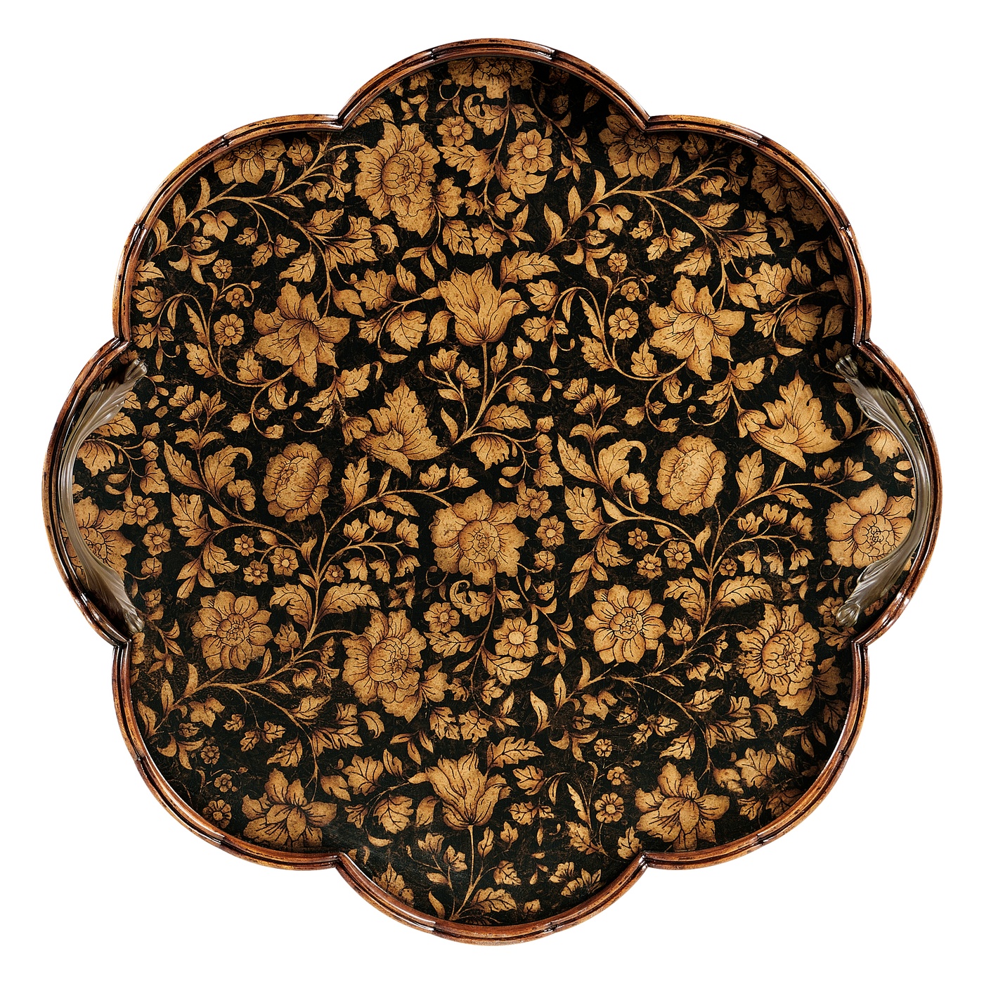 Scalloped Black Chinoiserie Tray