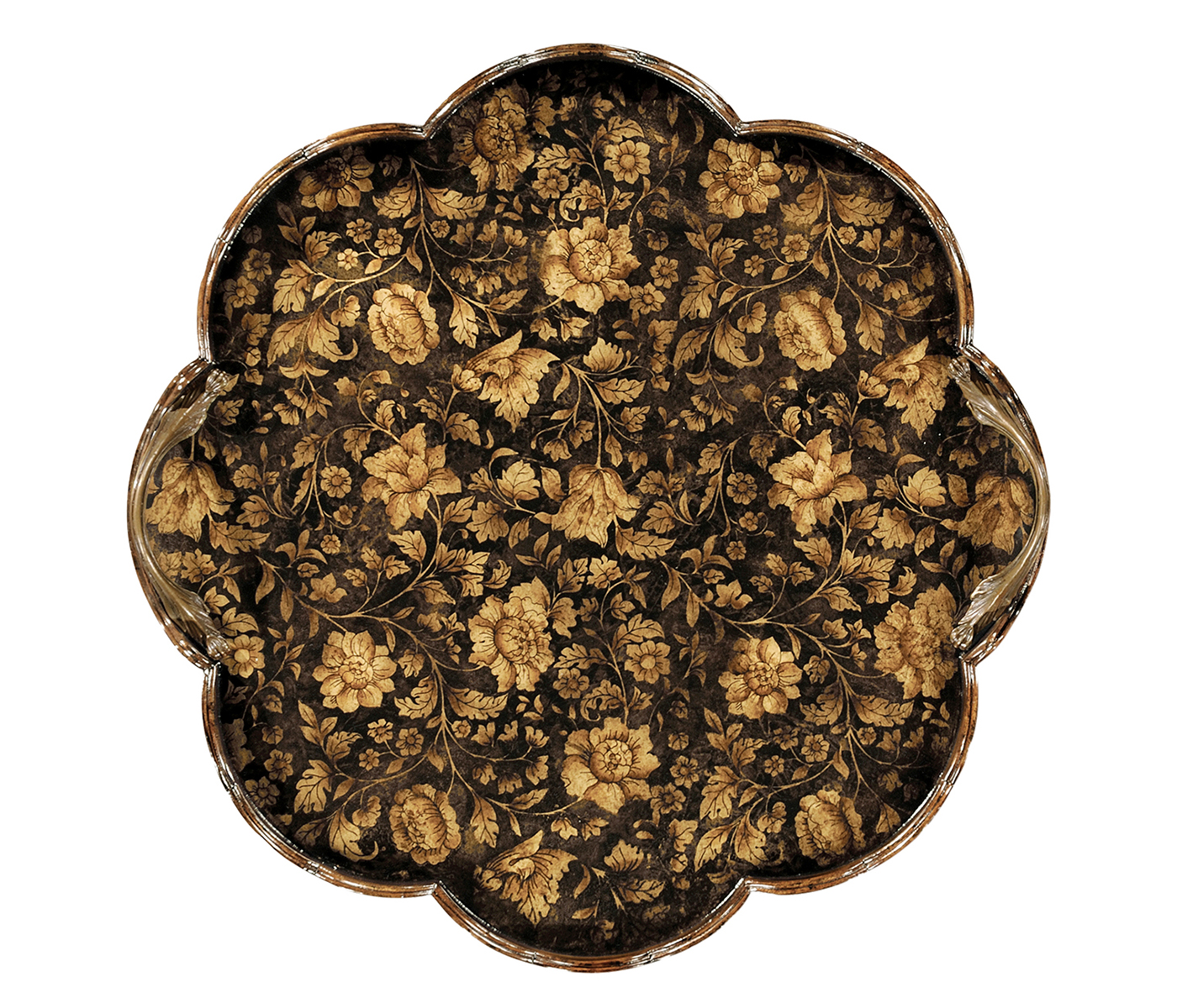 Scalloped Black Chinoiserie Tray