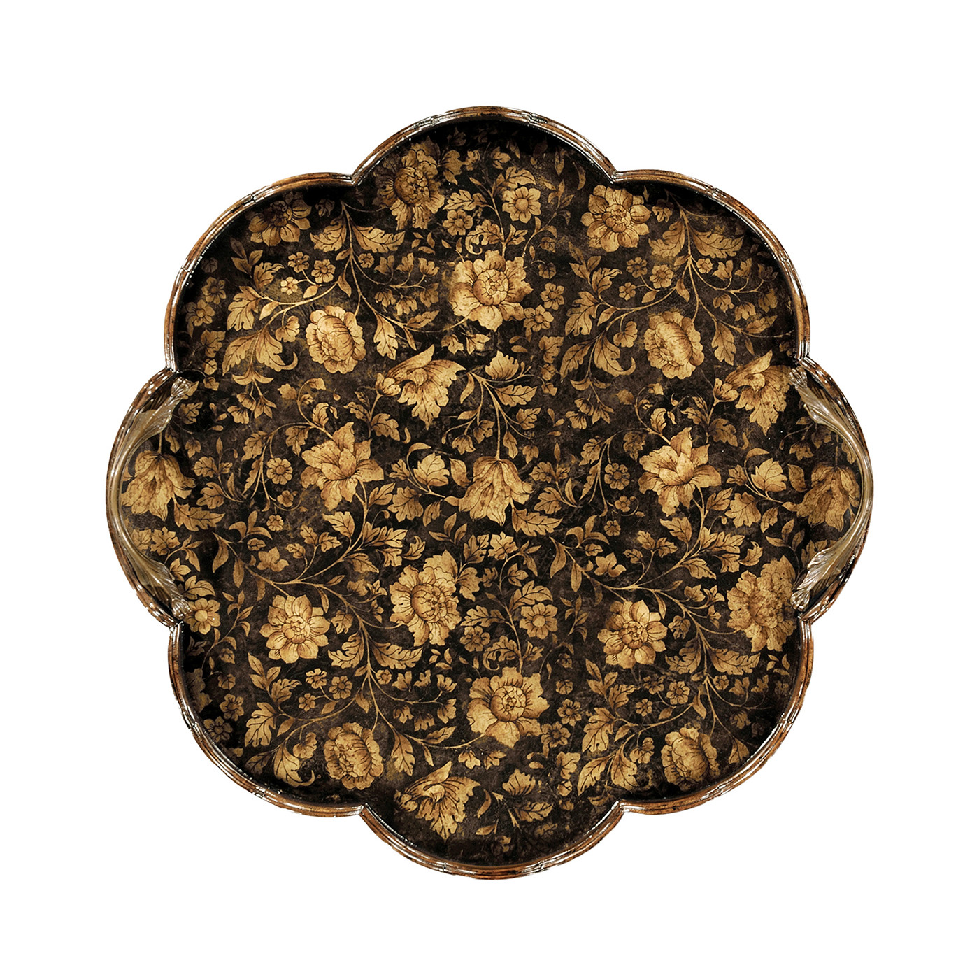 Scalloped Black Chinoiserie Tray