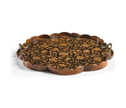 Scalloped Black Chinoiserie Tray