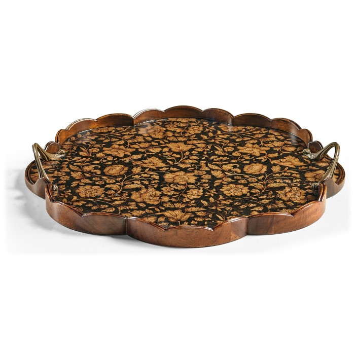 Scalloped Black Chinoiserie Tray
