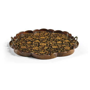 Scalloped Black Chinoiserie Tray