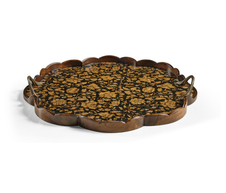Scalloped Black Chinoiserie Tray