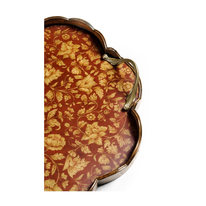 Scalloped Red Chinoiserie Tray