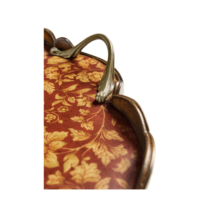 Scalloped Red Chinoiserie Tray