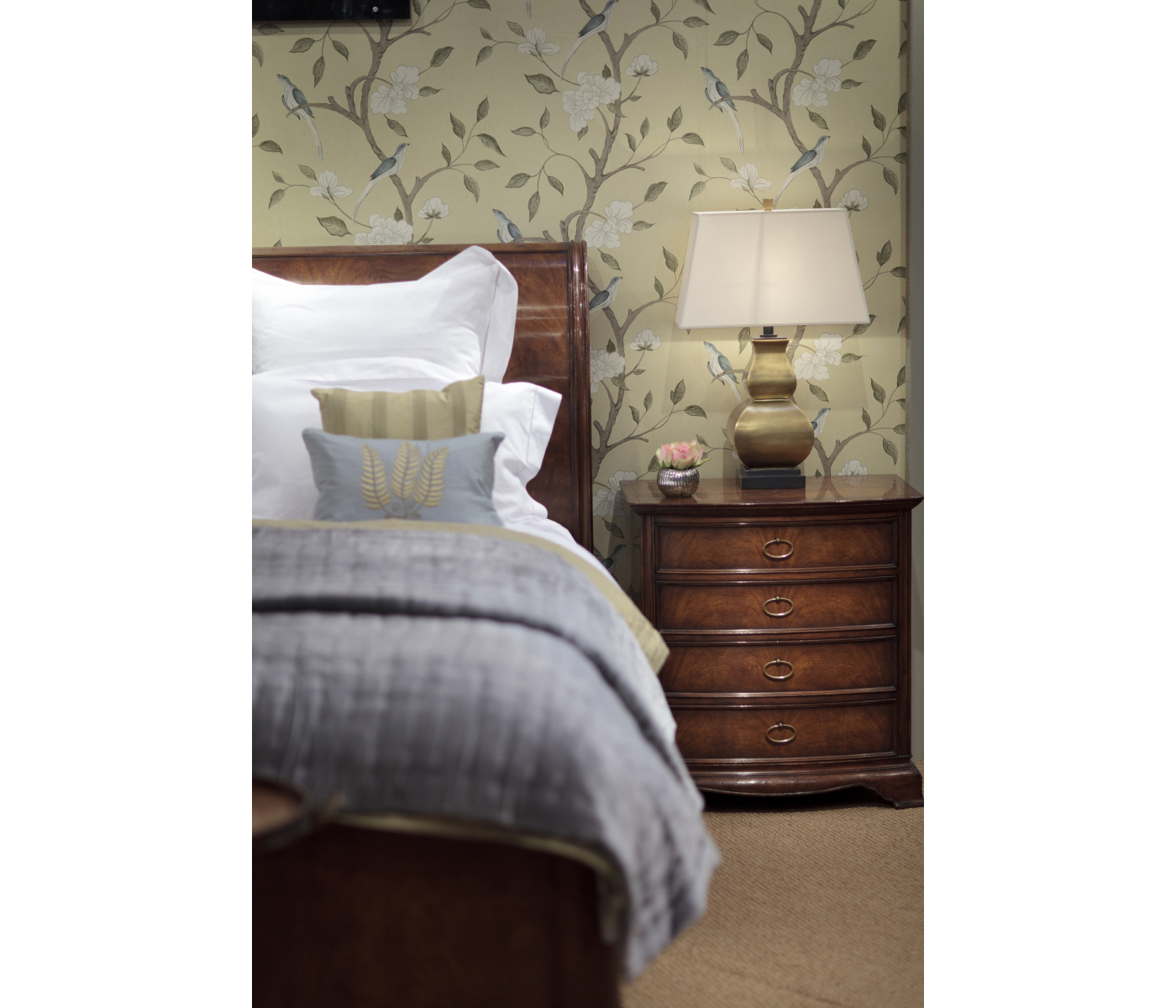 Crotch Walnut Bedside Chest of Drawers