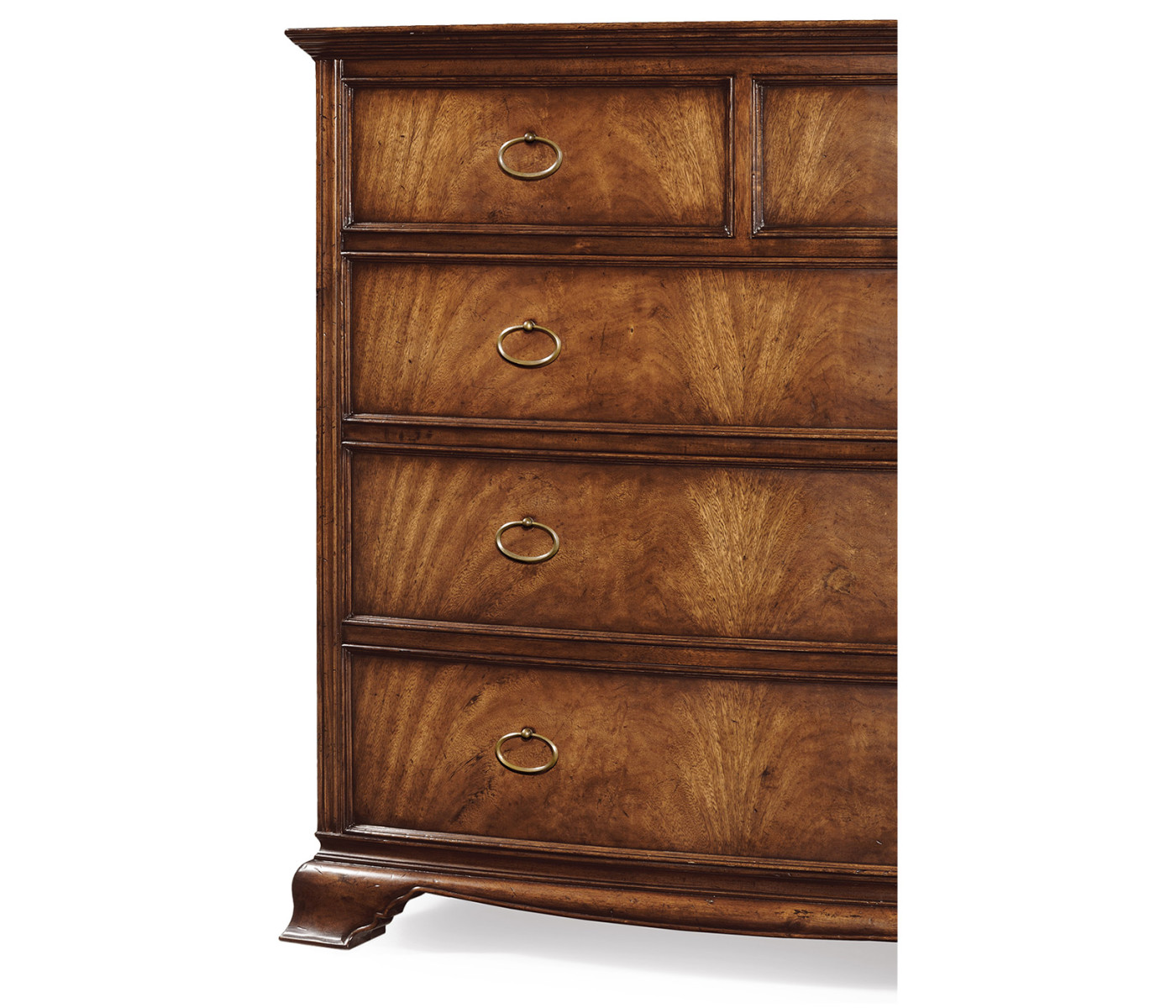 Crotch walnut bedside chest of drawers