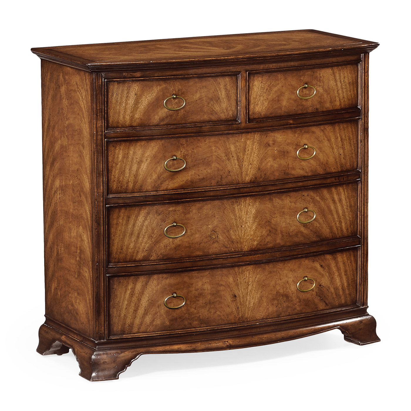 Crotch walnut bedside chest of drawers